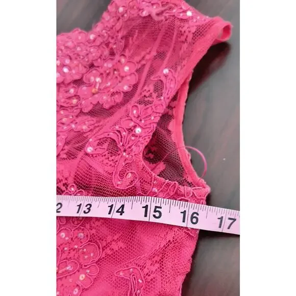 Rickie Freeman Teri Jon Gown Women's Size 2 Red Lace Formal Party Maxi Dress - Picture 12 of 16